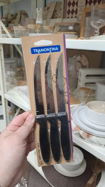 Cuchillos Tramontina ipanema negro x3unid