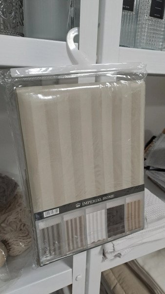 Cortina de baño dobby + Ganchos Natural