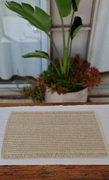 Individuales flecos beige x6