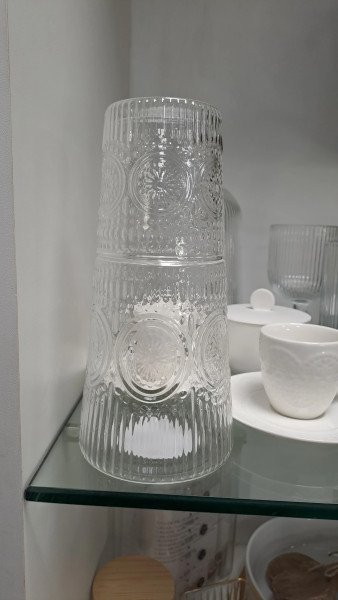 Botella ancha flor con vaso 1L