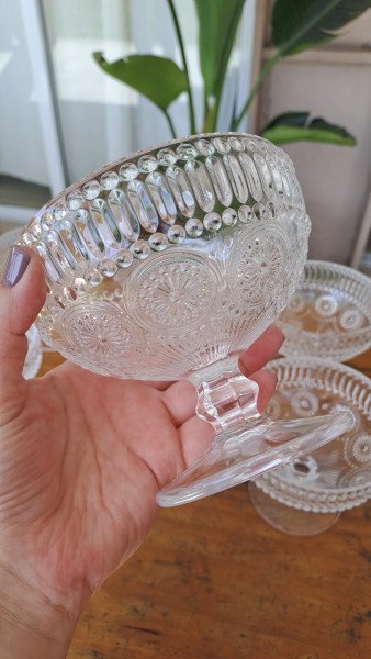 Compotera flor transparente x6und.