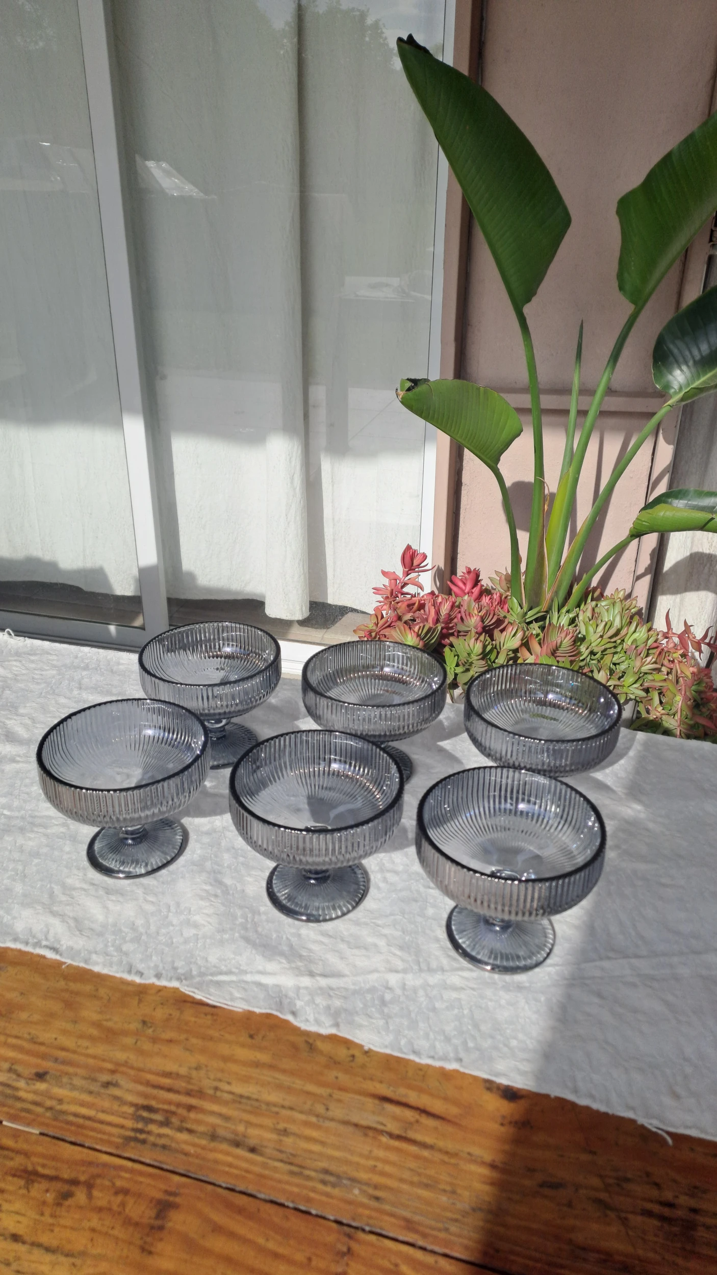 Compotera de vidrio Lineal Gris x6und.