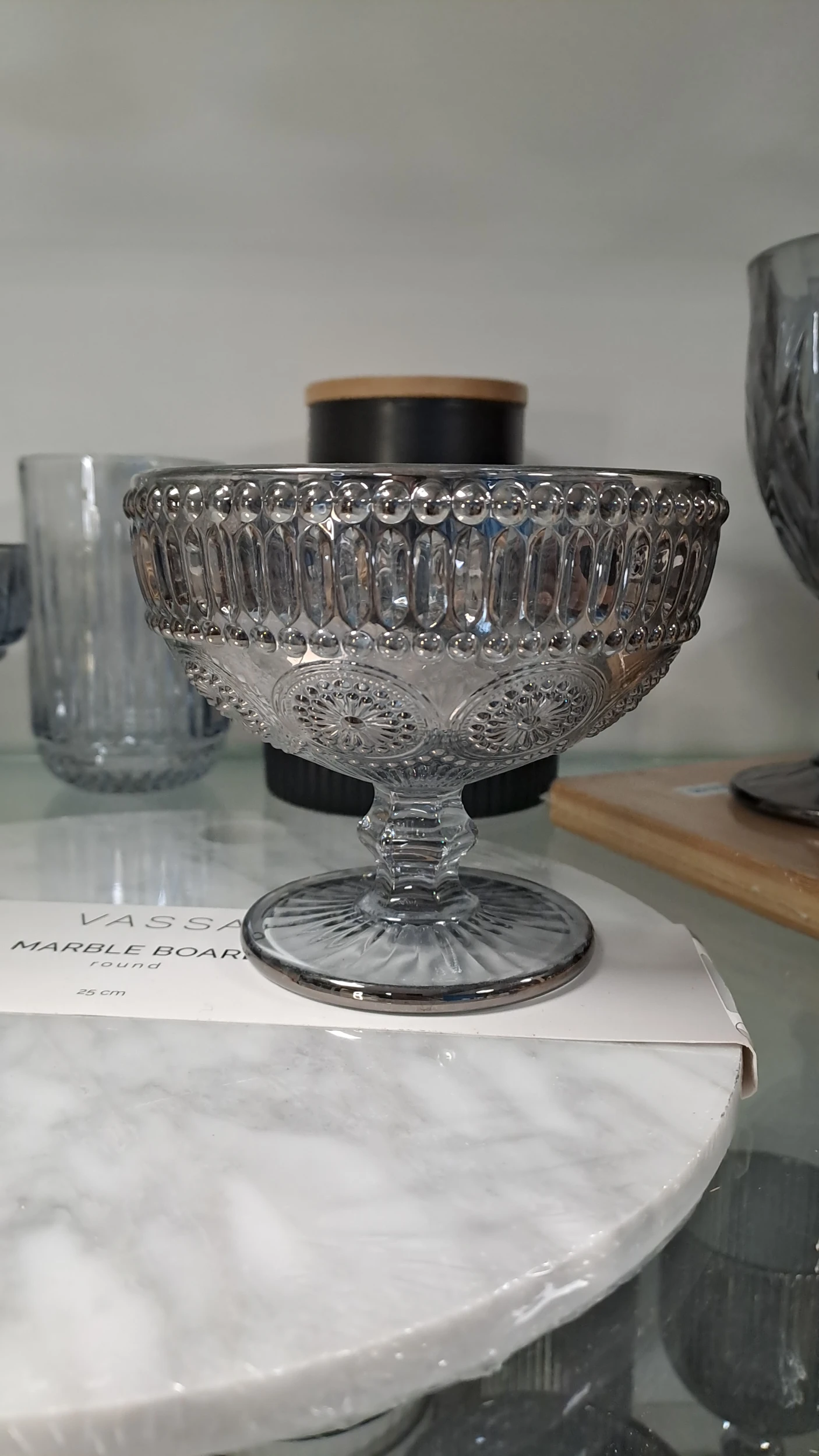 Compotera flor gris tornasol x6