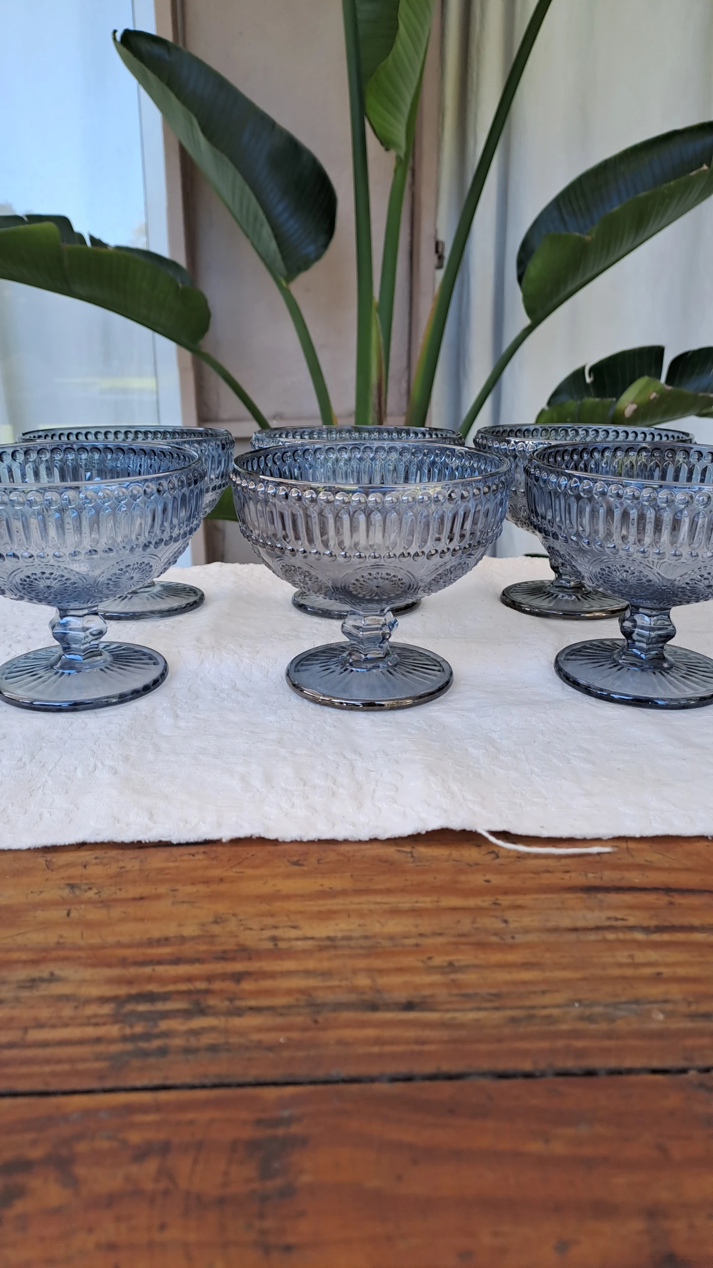 Compotera flor gris tornasol x6