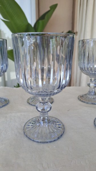 Copas de vidrio diamnte gris x6unid.