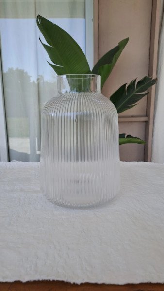 Florero de vidrio lineal transparente