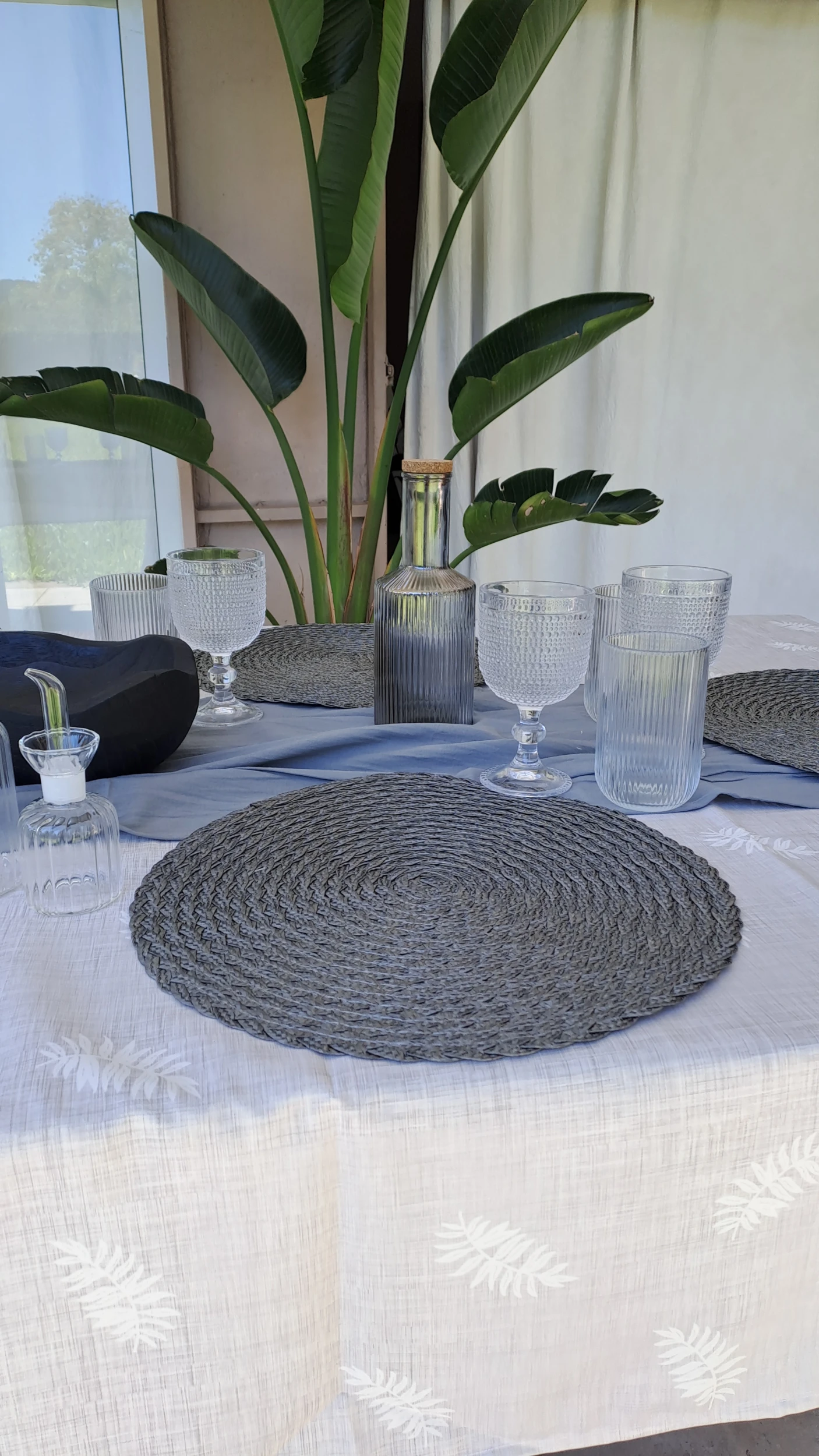 Individuales trenzados de pvc gris x6